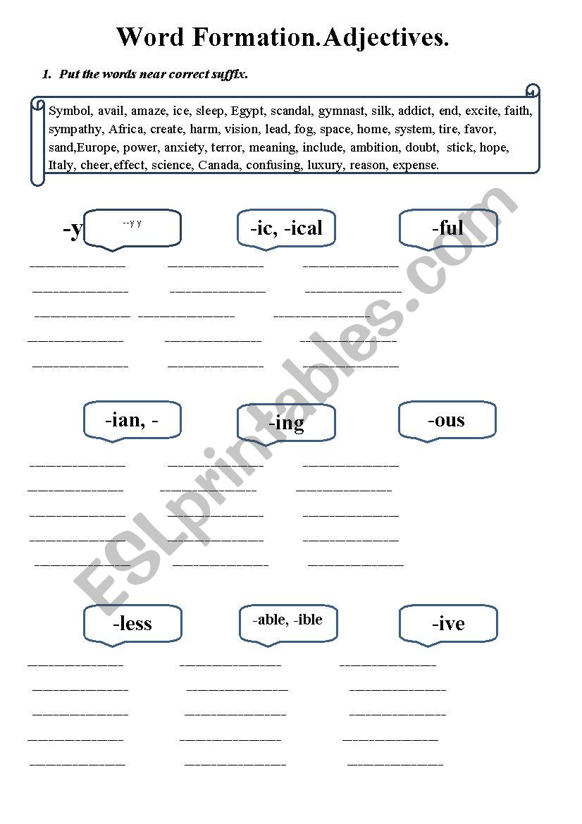 test on word formation - ADJECTIVES
