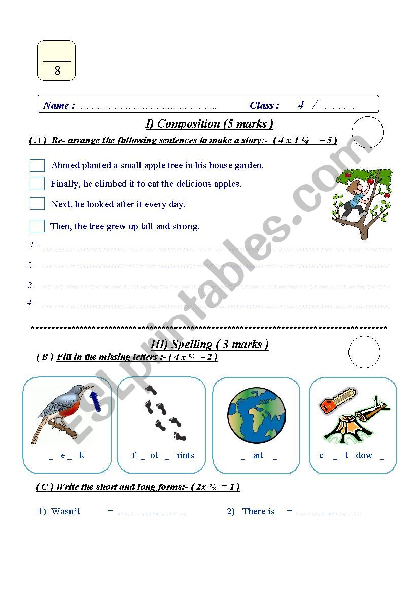 exam worksheet