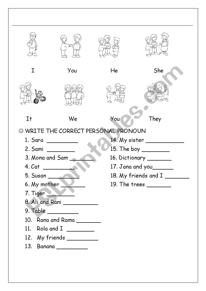 personal pronouns worksheet