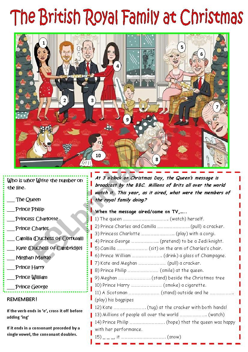The Royals at Christmas worksheet