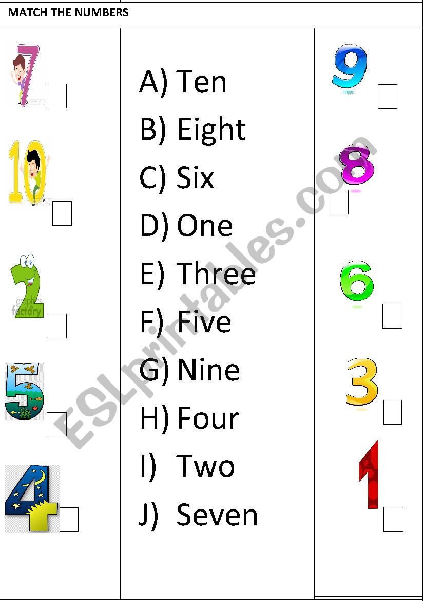 NUMBERS 1-10 worksheet