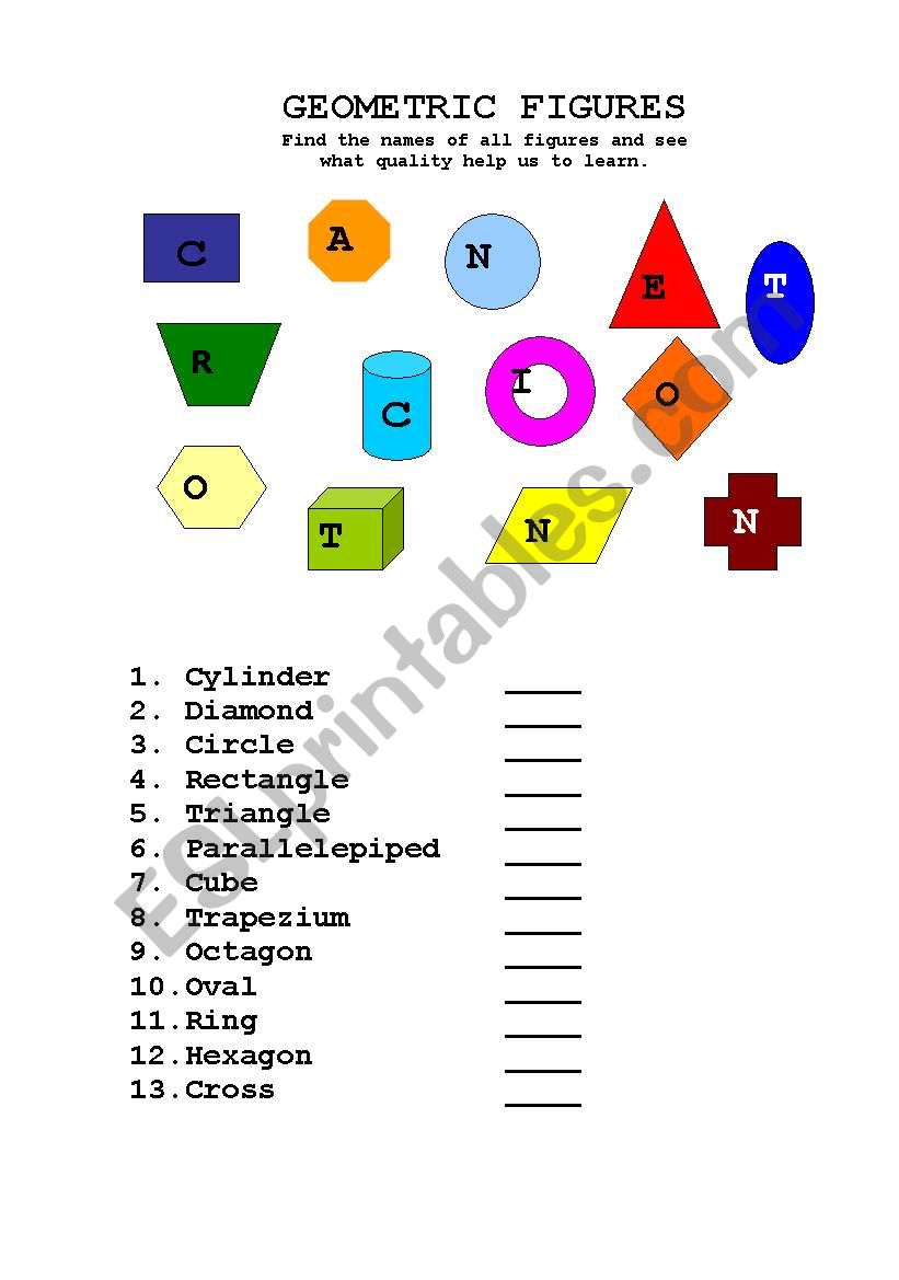 Geometric figures worksheet