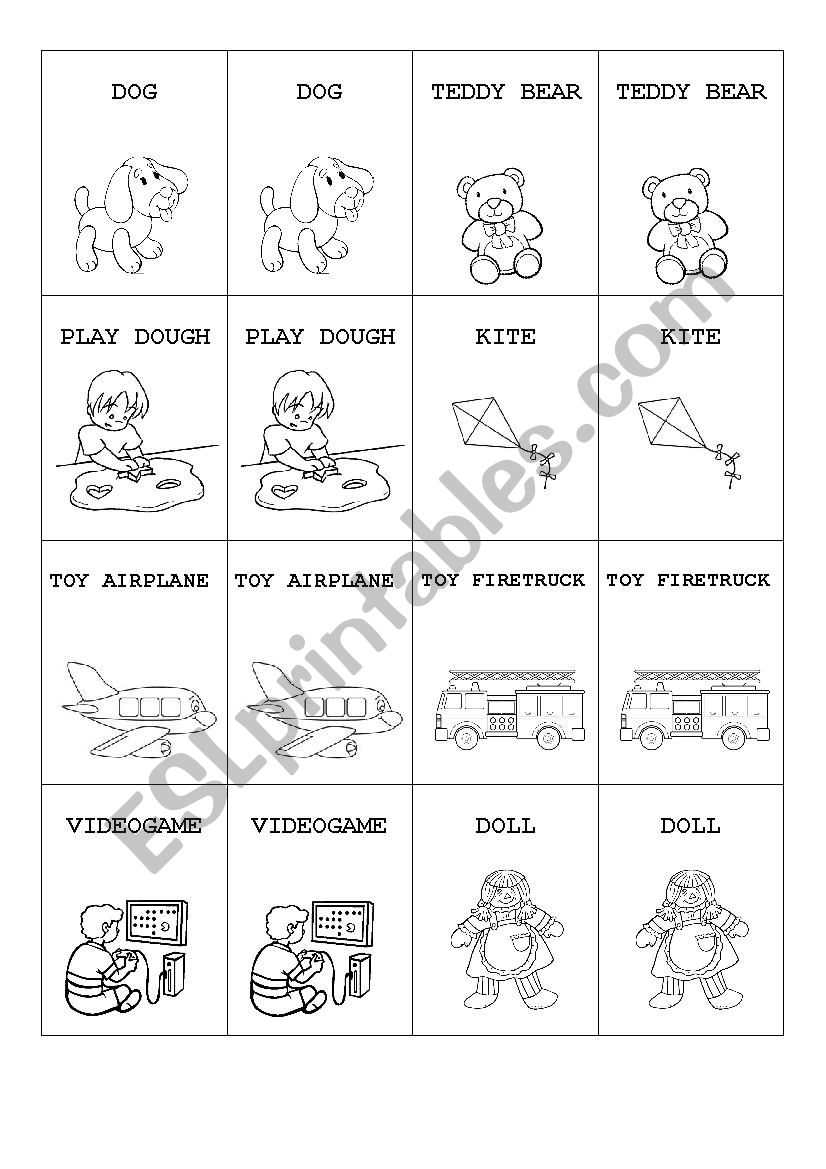 TOYS MEMORY GAME worksheet