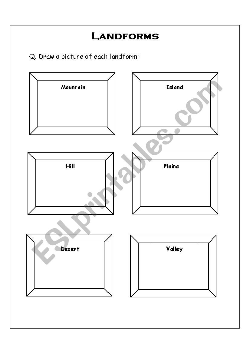 Landforms worksheet