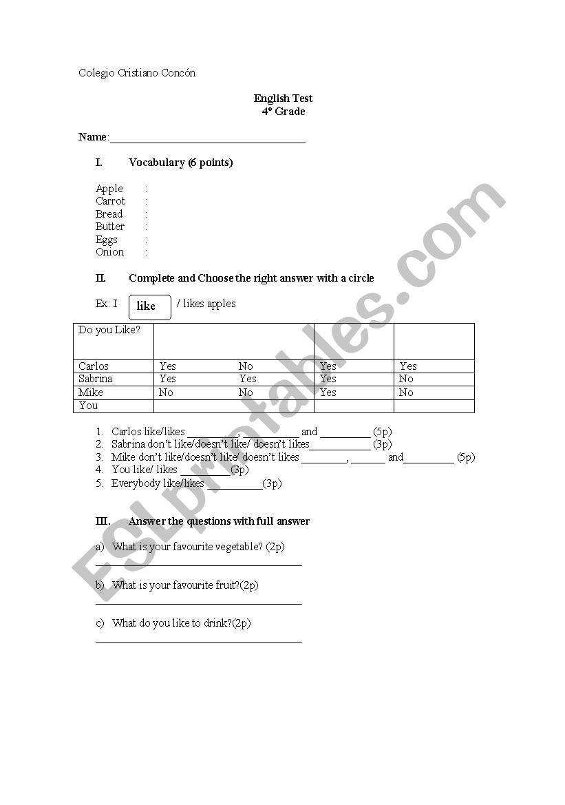 Test worksheet