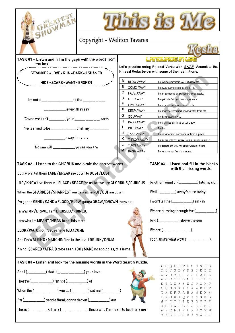 SONG WORKSHEET - THIS IS ME - KESHA