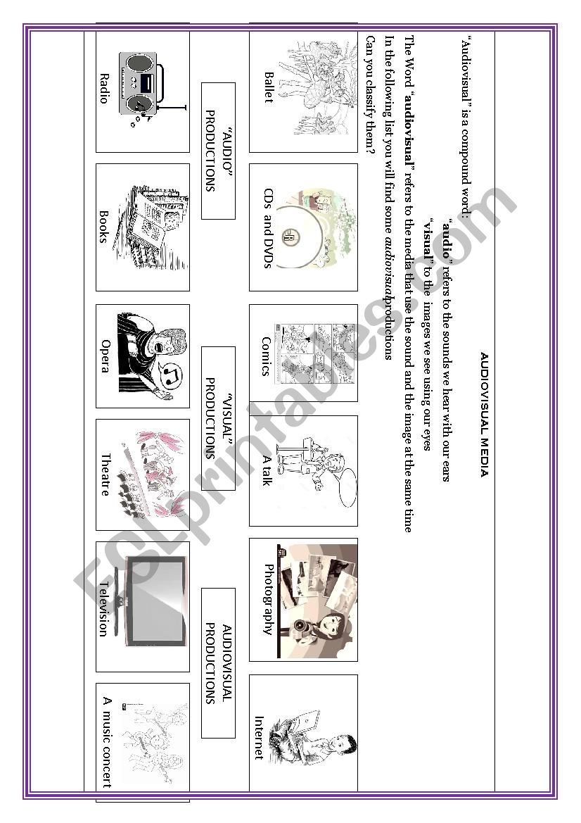 Audiovisual media worksheet
