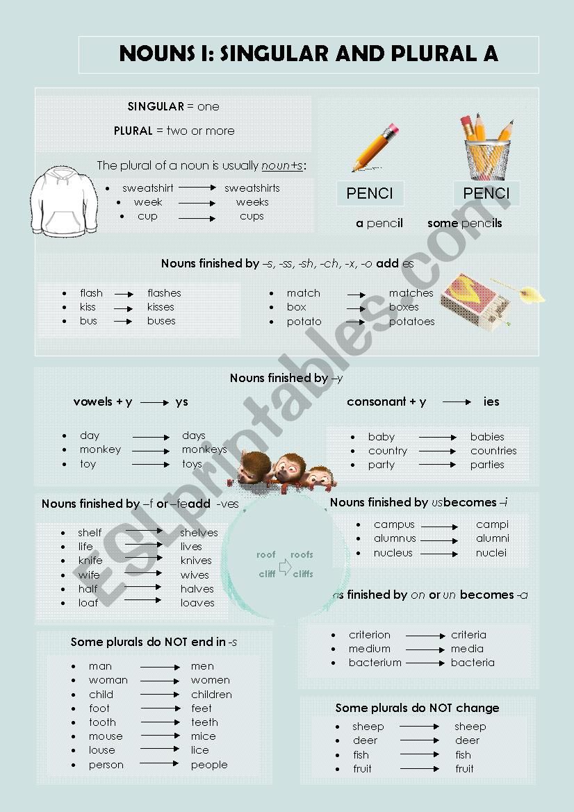 NOUNS I: SINGULAR AND PLURAL A