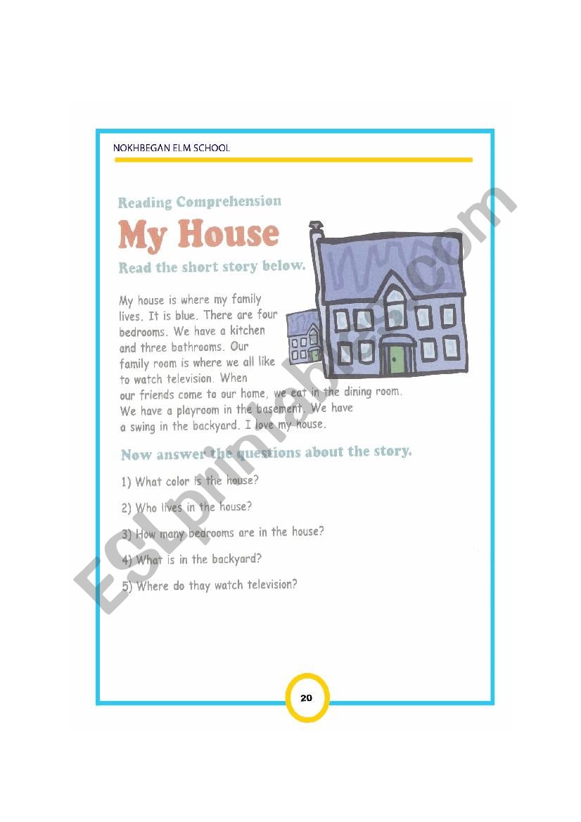 reading comprehension worksheet