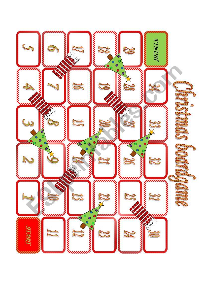Chimnneys and trees boardgame worksheet