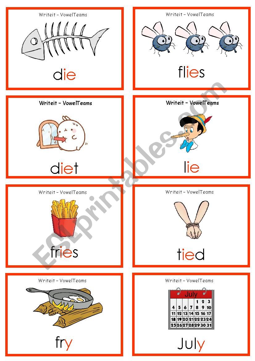 Digraphs ie i_e y - ESL worksheet by AAGC