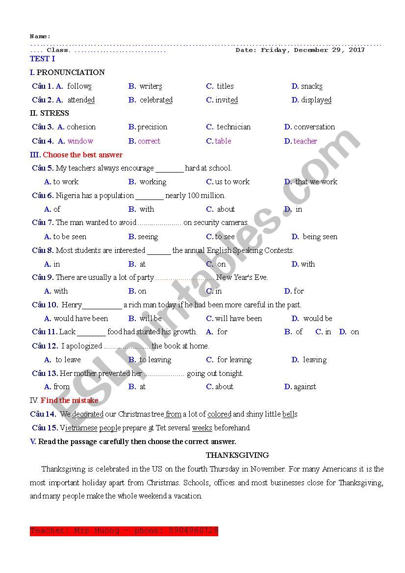 test term 1 grade 11 worksheet