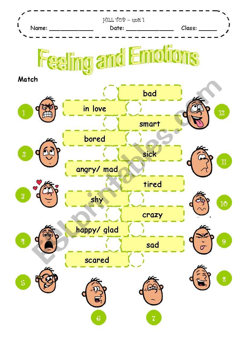 feeling and emotions worksheet