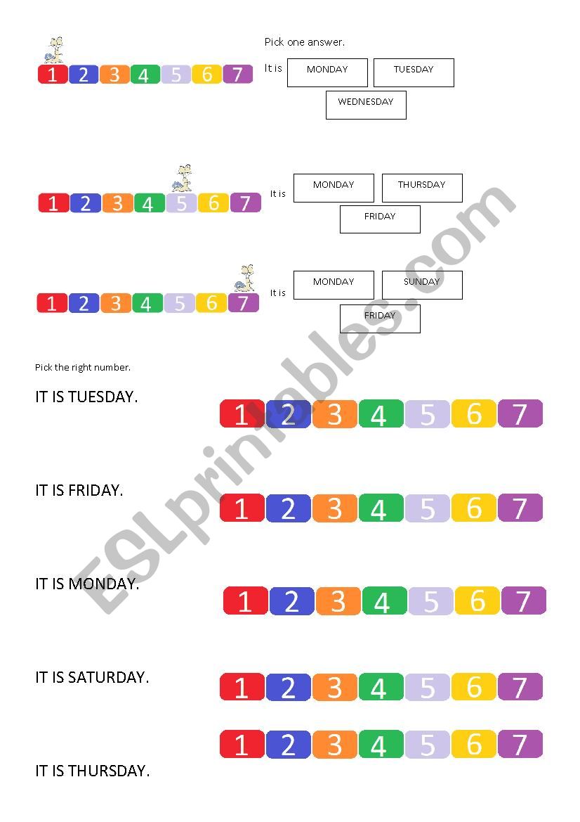 Days of the week worksheet