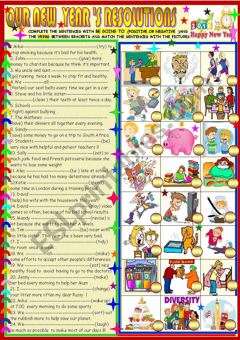 New year resolutions worksheet
