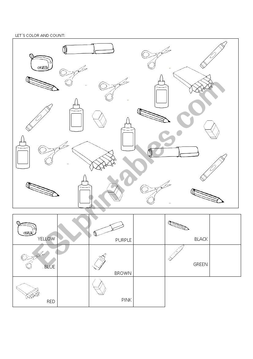 School Objects worksheet