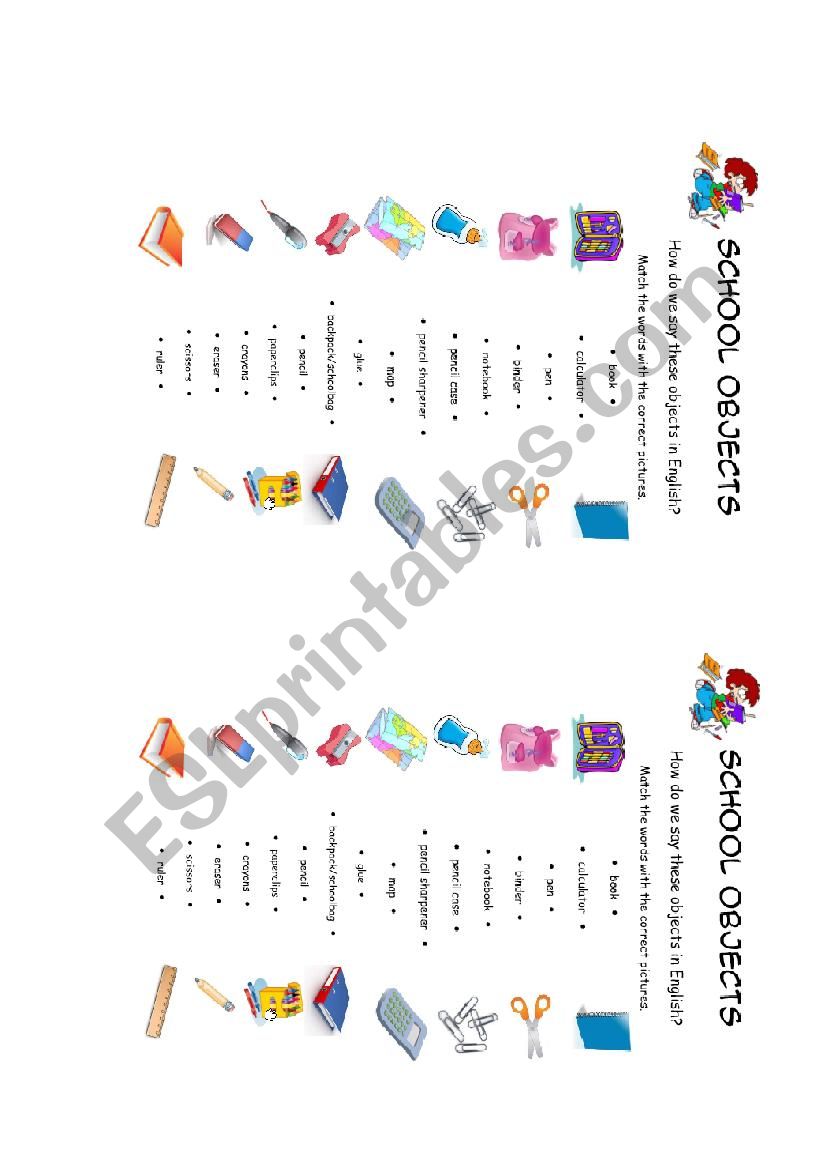 School Objects worksheet