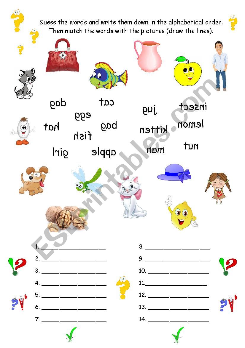 ABC ordering worksheet