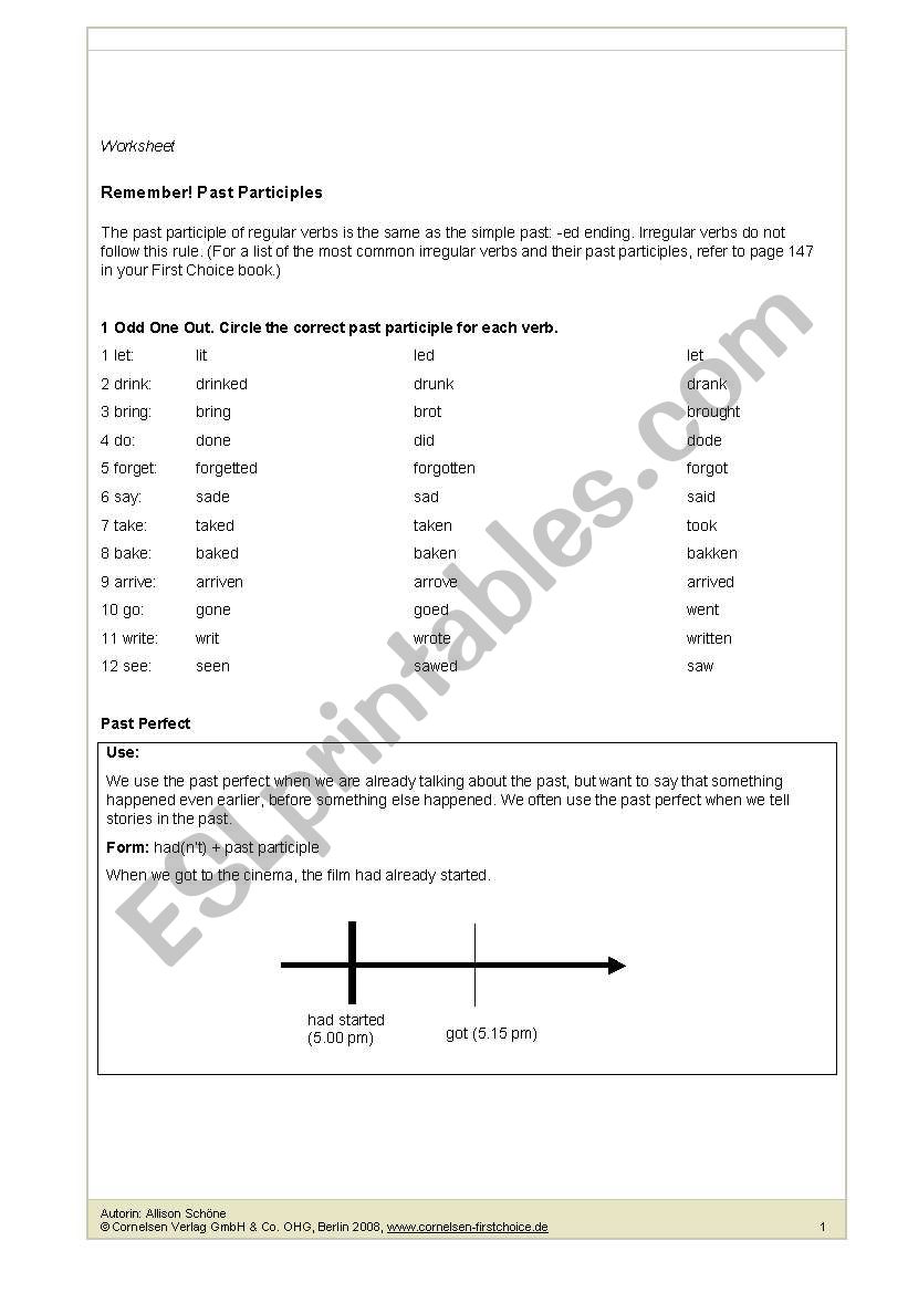 past partciple worksheet