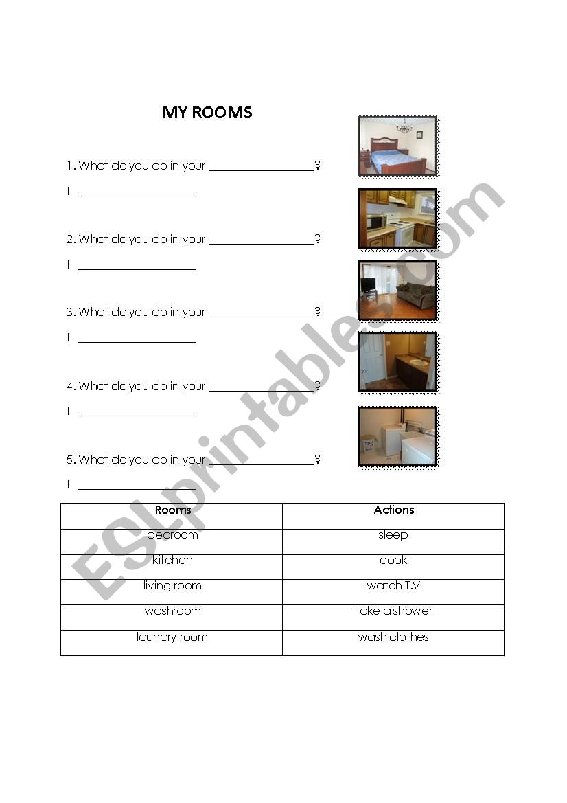 My Rooms worksheet