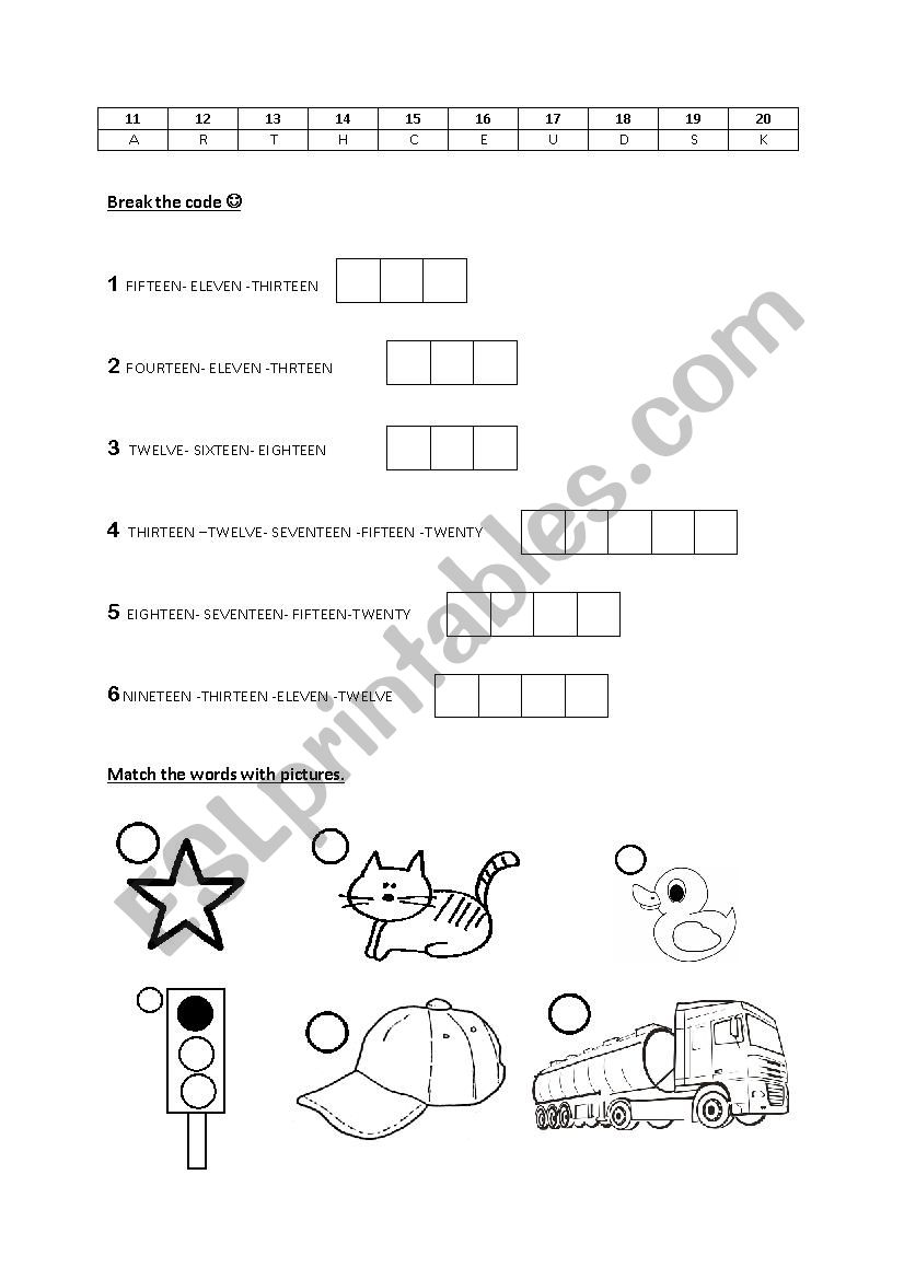 Numbers 11-20 - break the code