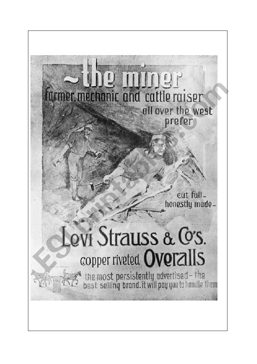 Advertisement for LeviÂ´s  worksheet