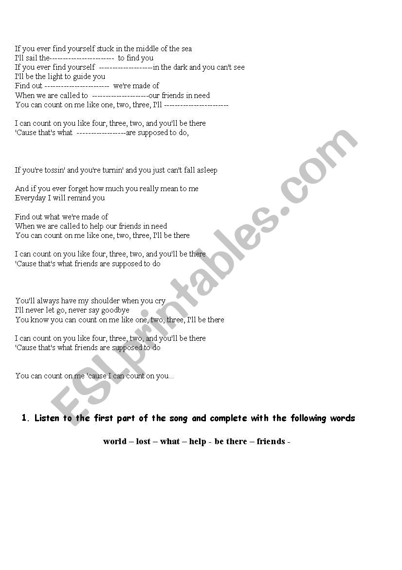 Bruno Mars Song  worksheet