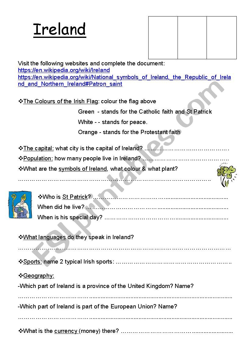 ireland worksheet