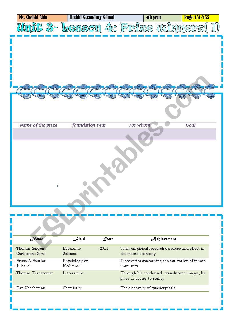 4th Unit3 Lesson 4: Prize Winners