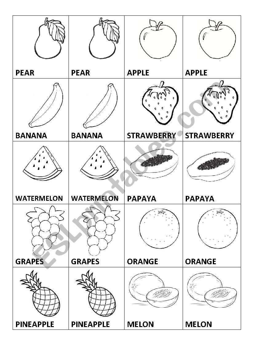 Fruit Memory Game worksheet