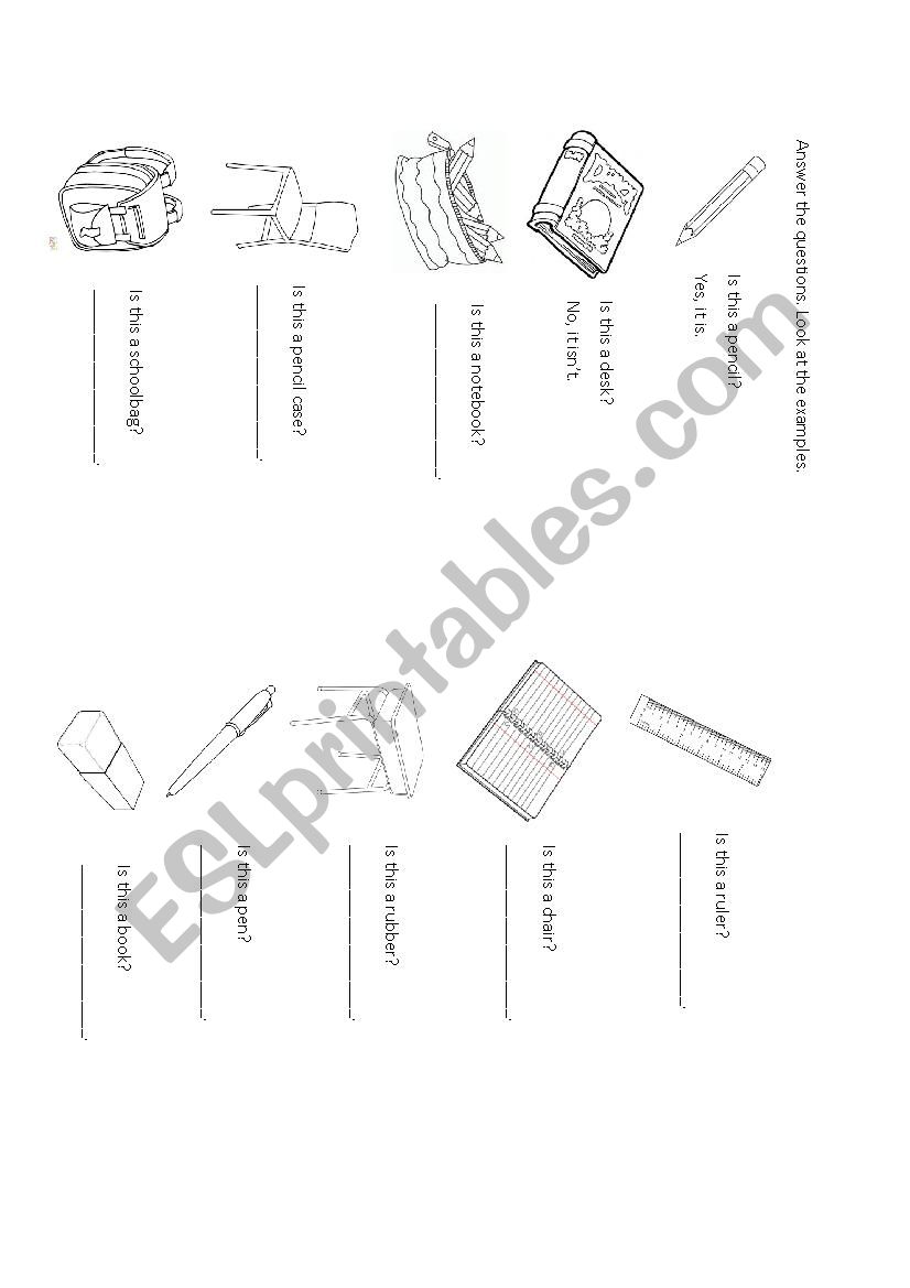 Classroom objects worksheet