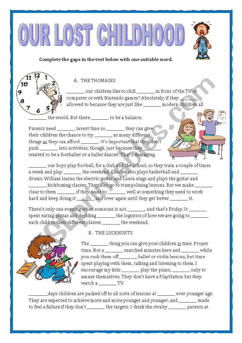 LOST CHILDHOOD - GAP FILLING - FCE