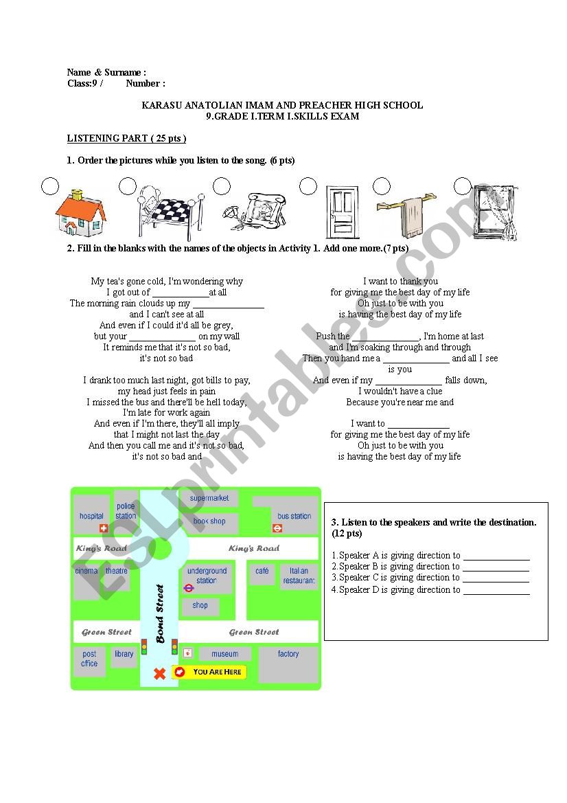 9.grade exam worksheet
