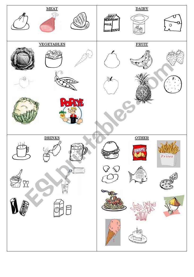 Food vocabulary worksheet