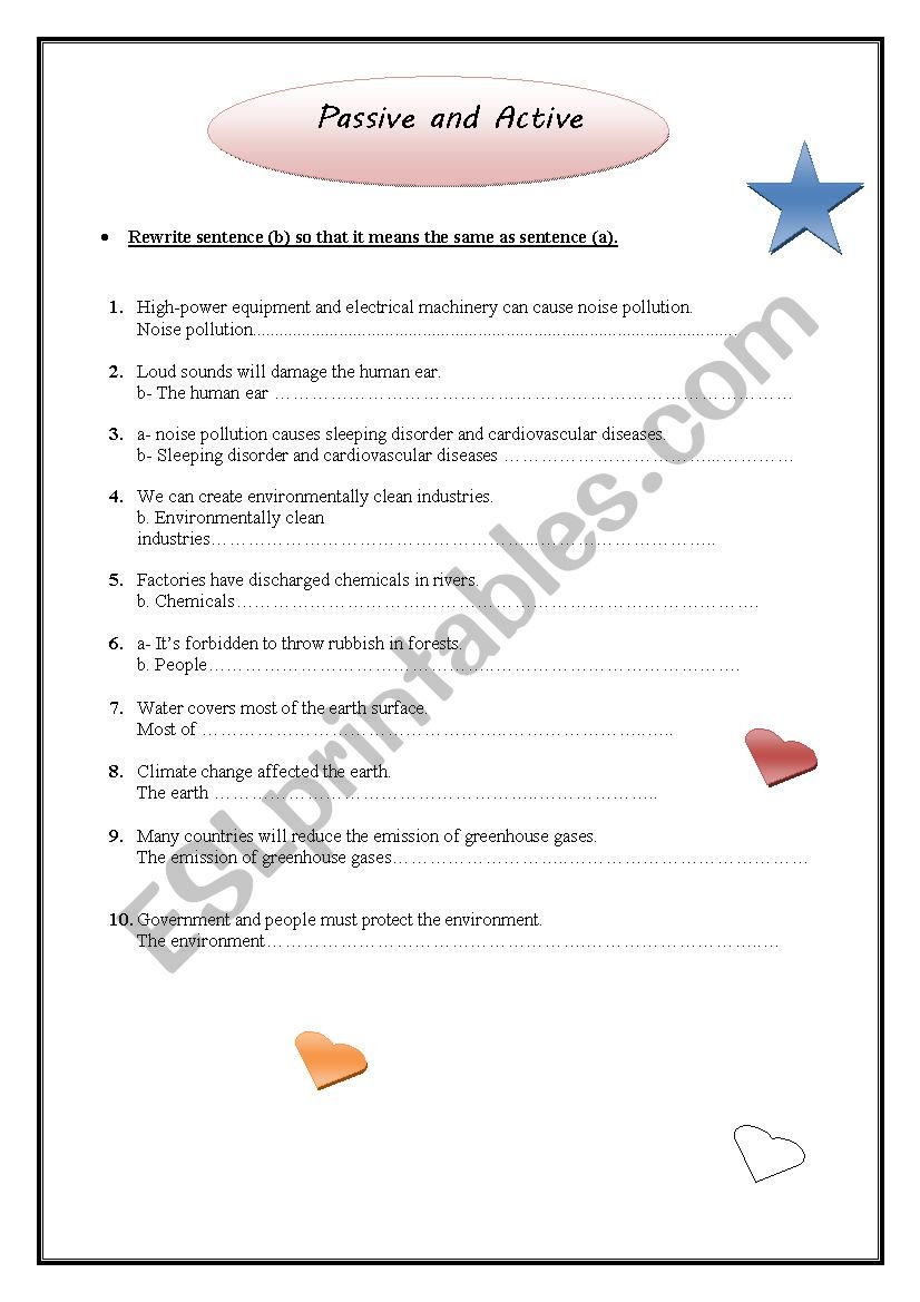 Passive and Active worksheet