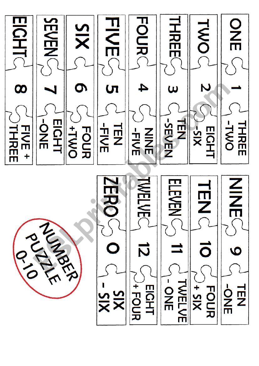 Numer Puzzle 0-10 worksheet