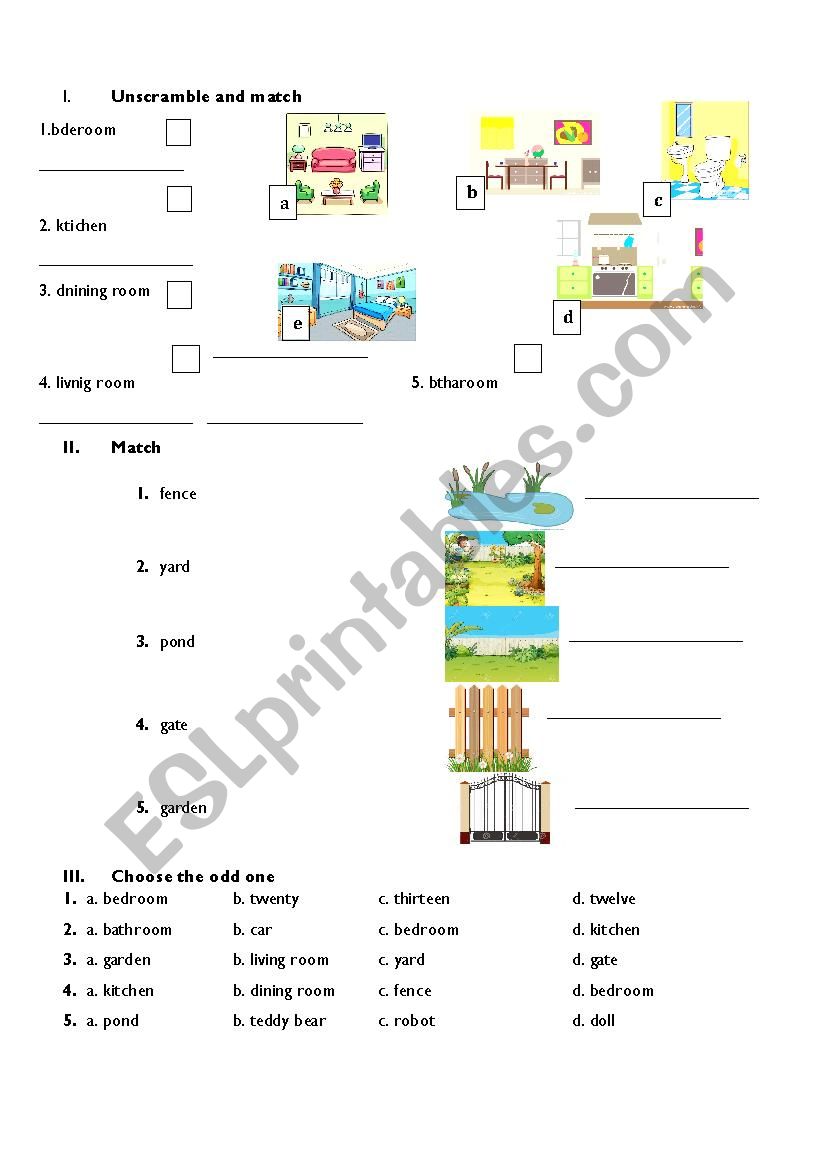 Household vocabulary worksheet