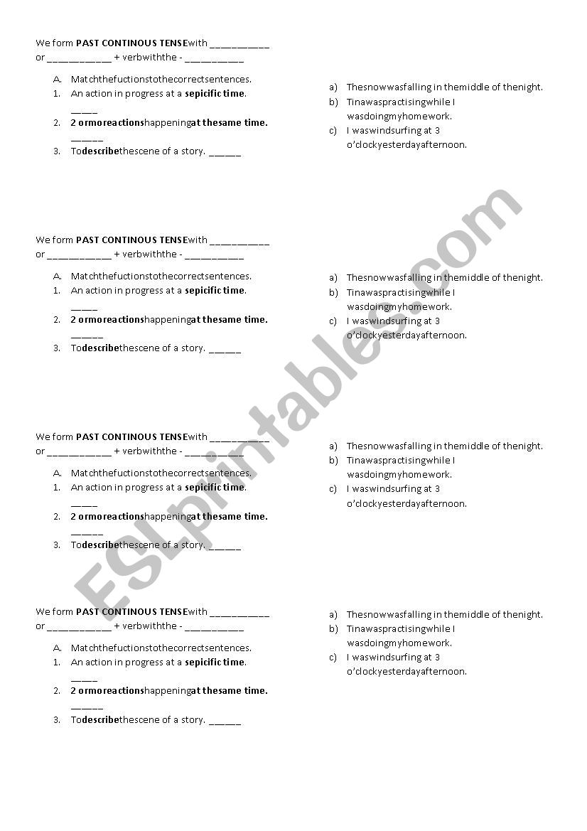 Finding Function of Past Continous Tense