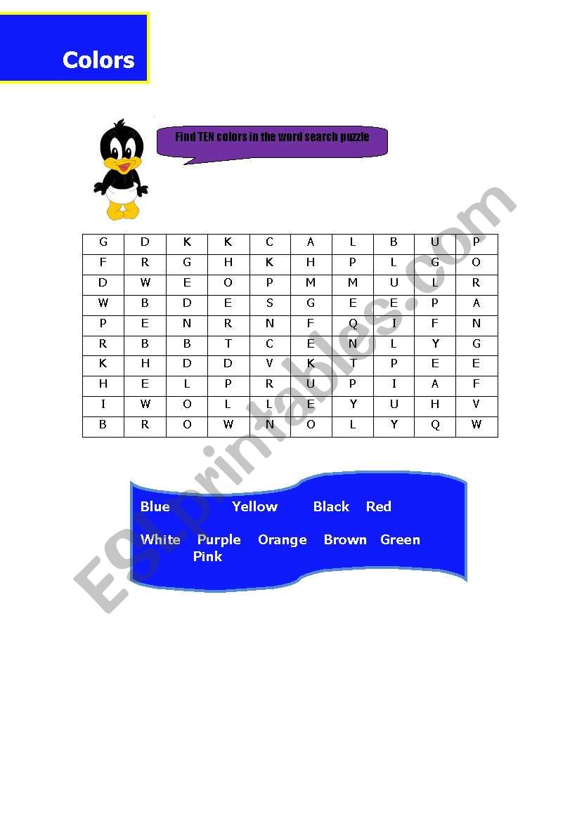 Colors worksheet