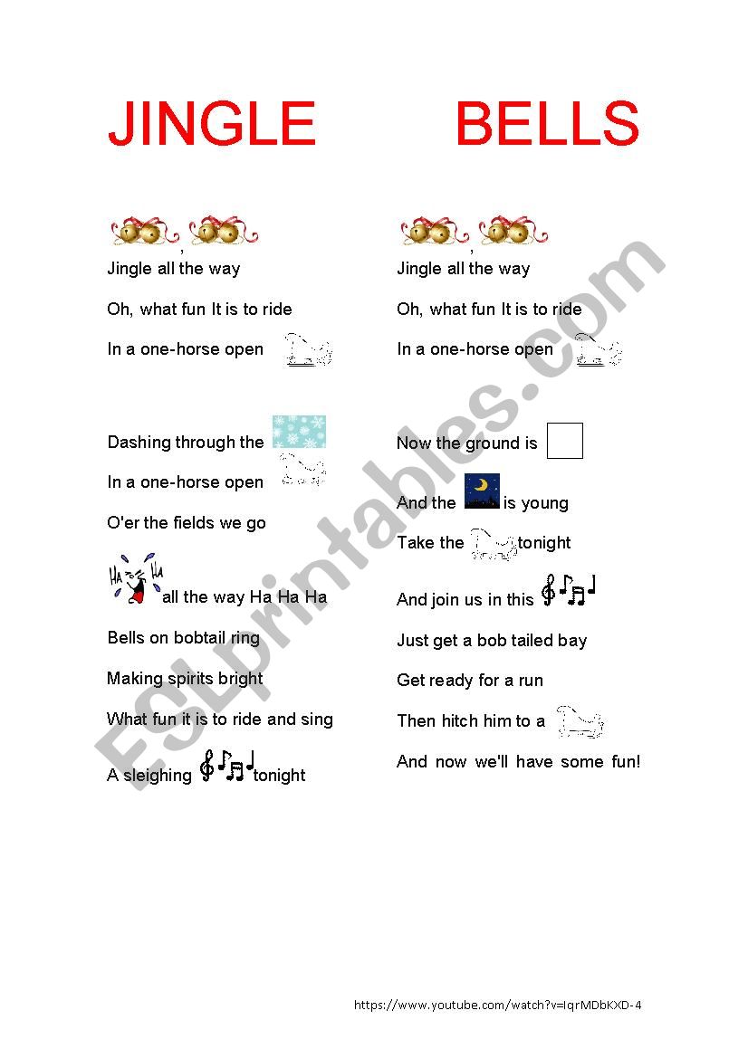 Jingle Bells with pictures worksheet