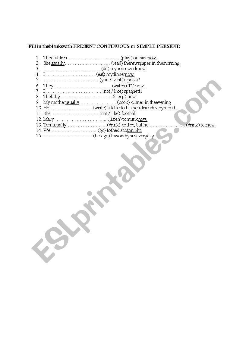 Present continuous vs present simple