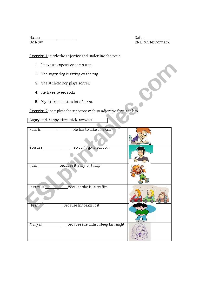 Simple Adjective Activity worksheet