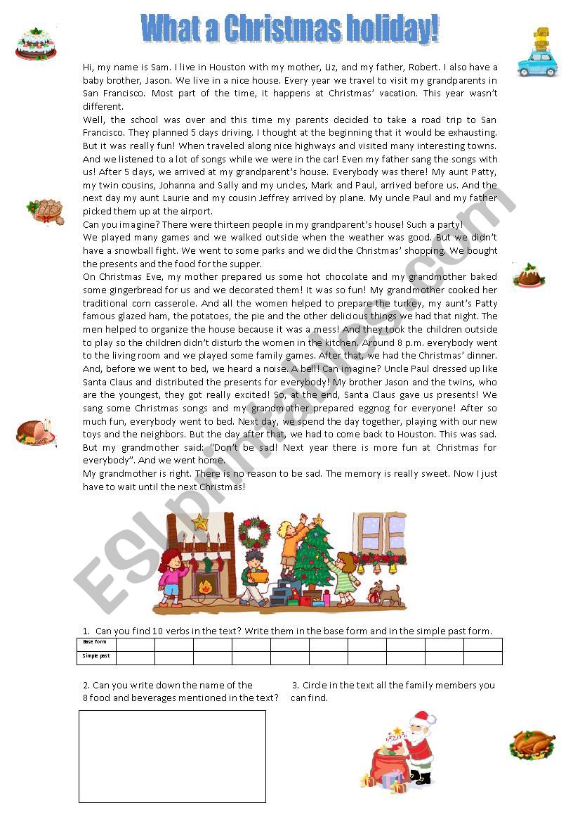 Christmas Holiday worksheet