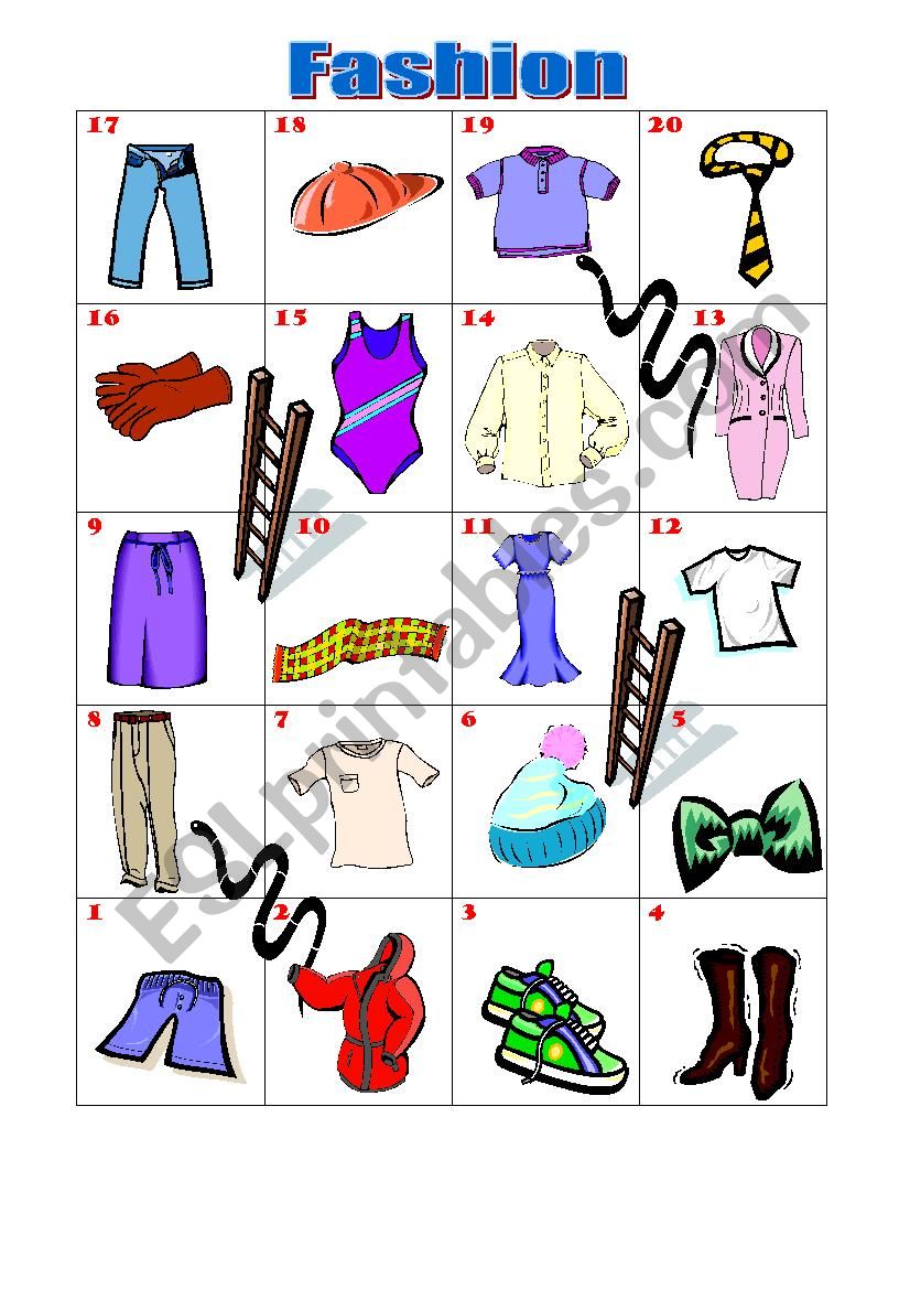 Fashion Clothing worksheet