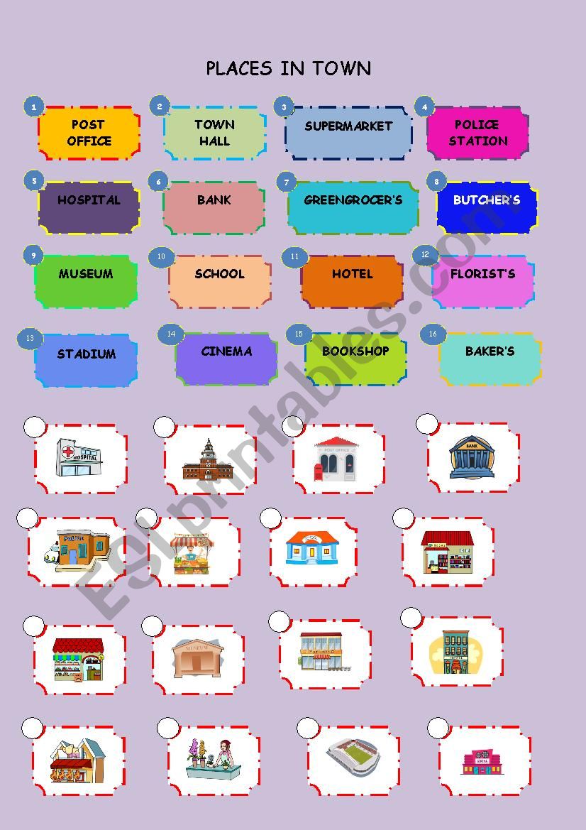 Places in Town worksheet