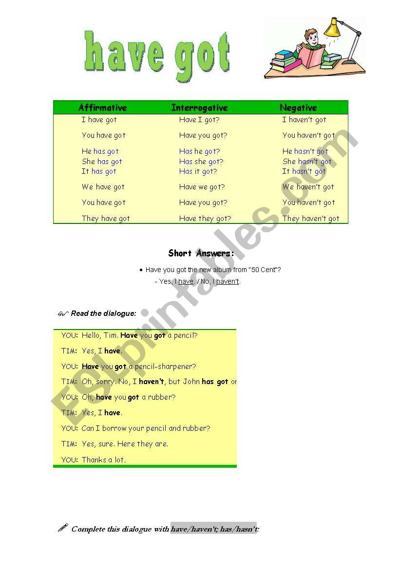 have got- 5/8/08 worksheet