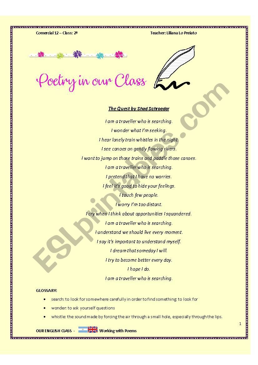 Simple Present Tense Poem worksheet