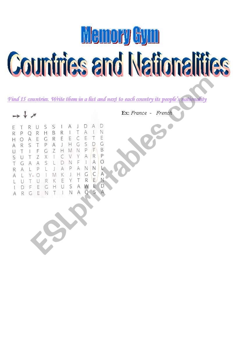 Memory Game of Countries and Nationalities