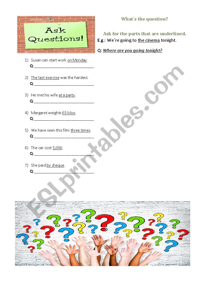 Ask questions worksheet