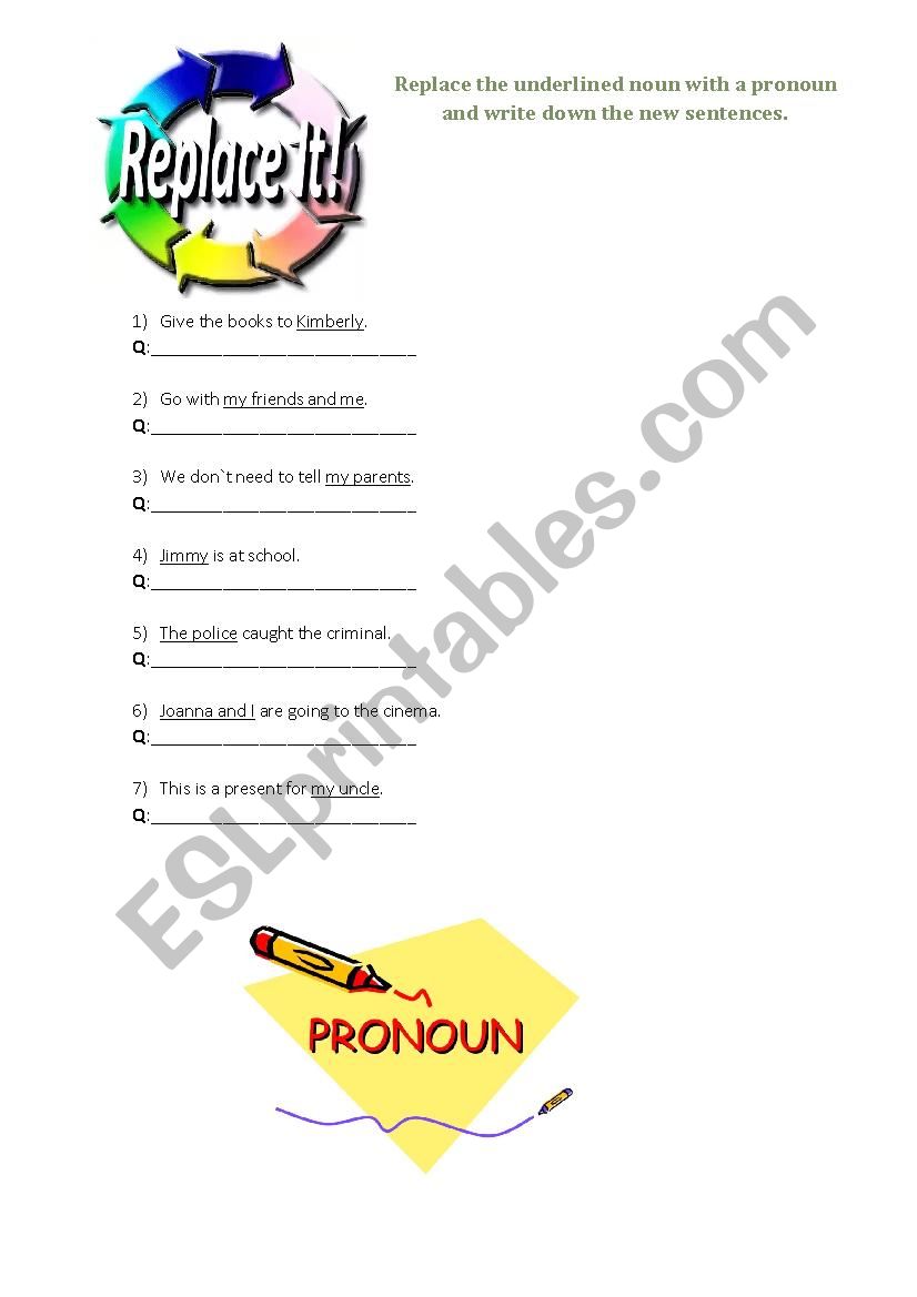 Pronouns worksheet